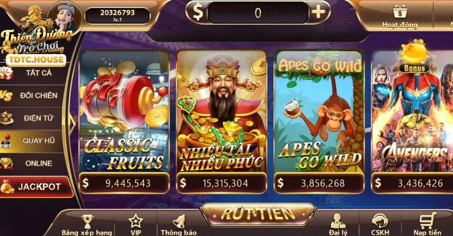 Trò chơi nổ hũ với biểu tượng jackpot